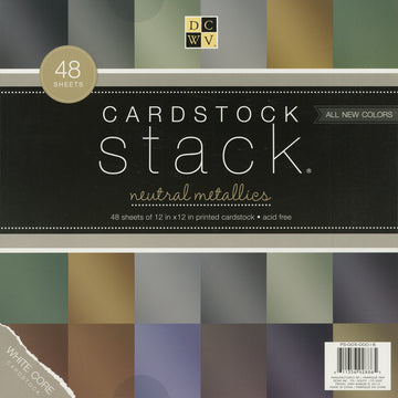 American Crafts DCWV Single-Sided Cardstock Stack 12"X12" 48/Pkg - Metallic, 12 Colors/4 Each