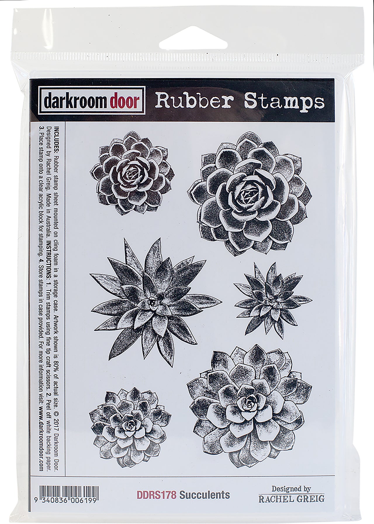 Darkroom Door Cling Stamps 7"X5" - Succulents