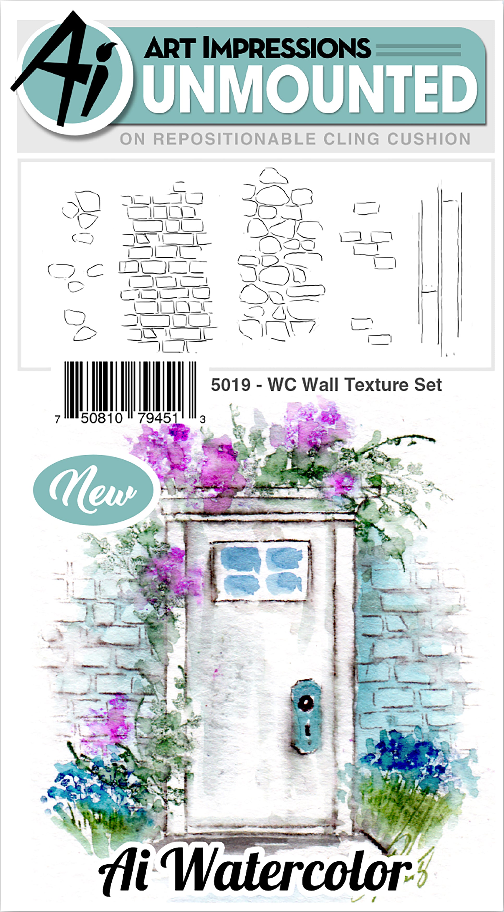 Art Impressions Watercolor Cling Rubber Stamps - Wall Texture