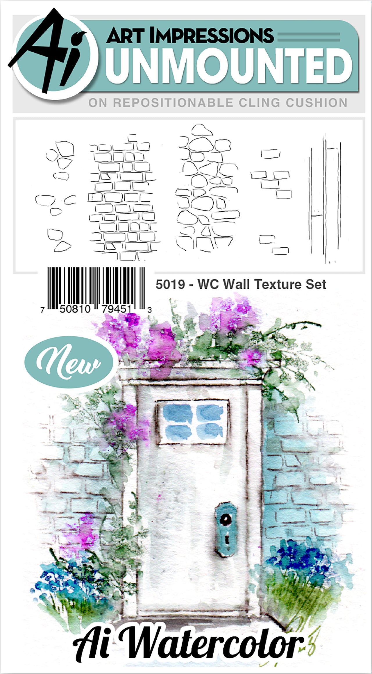 Art Impressions Watercolor Cling Rubber Stamps - Wall Texture