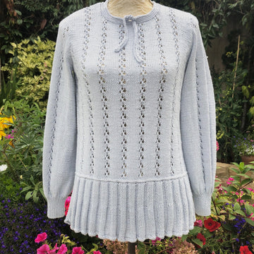 Eyelet Sweater with Floaty Peplum