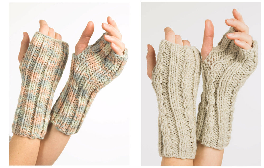 Fingerless Gloves in Plymouth Encore Chunky - F237