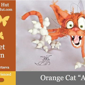 094 Orange Cat Arestarh with wire frame Amigurumi