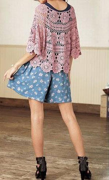 Lace Crochet Capelet Top – Boho Festival Crop Top