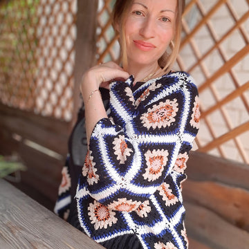 Crochet Granny Square Cardigan Coat Duster