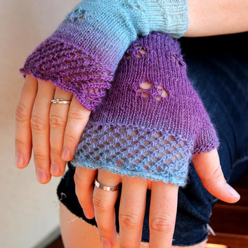 In Bloom fingerless mittens