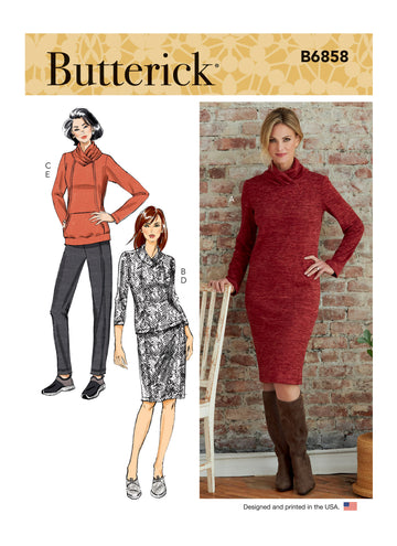 Butterick Misses' Knit Dress, Tops, Skirt and Pants B6858 - Sewing Pattern