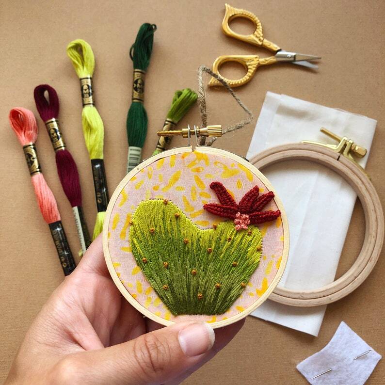 M Creative J Ombre Hoya Heart Cactus with 3D Flower Embroidery Kit