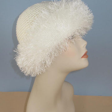 Faux Fur Trim Garter Stitch Beanie Hat
