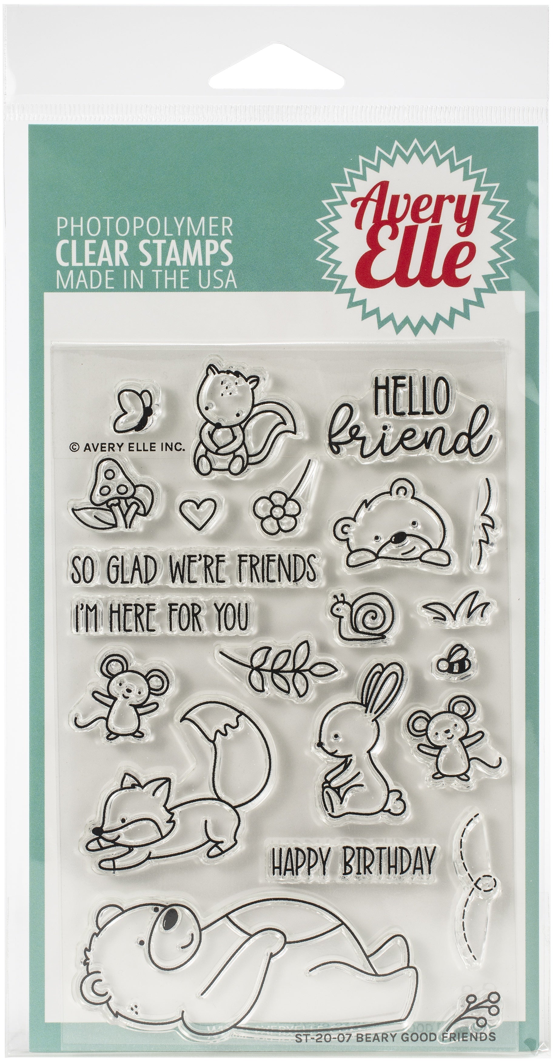 Avery Elle Clear Stamp Set 4"X6" - Beary Good Friends