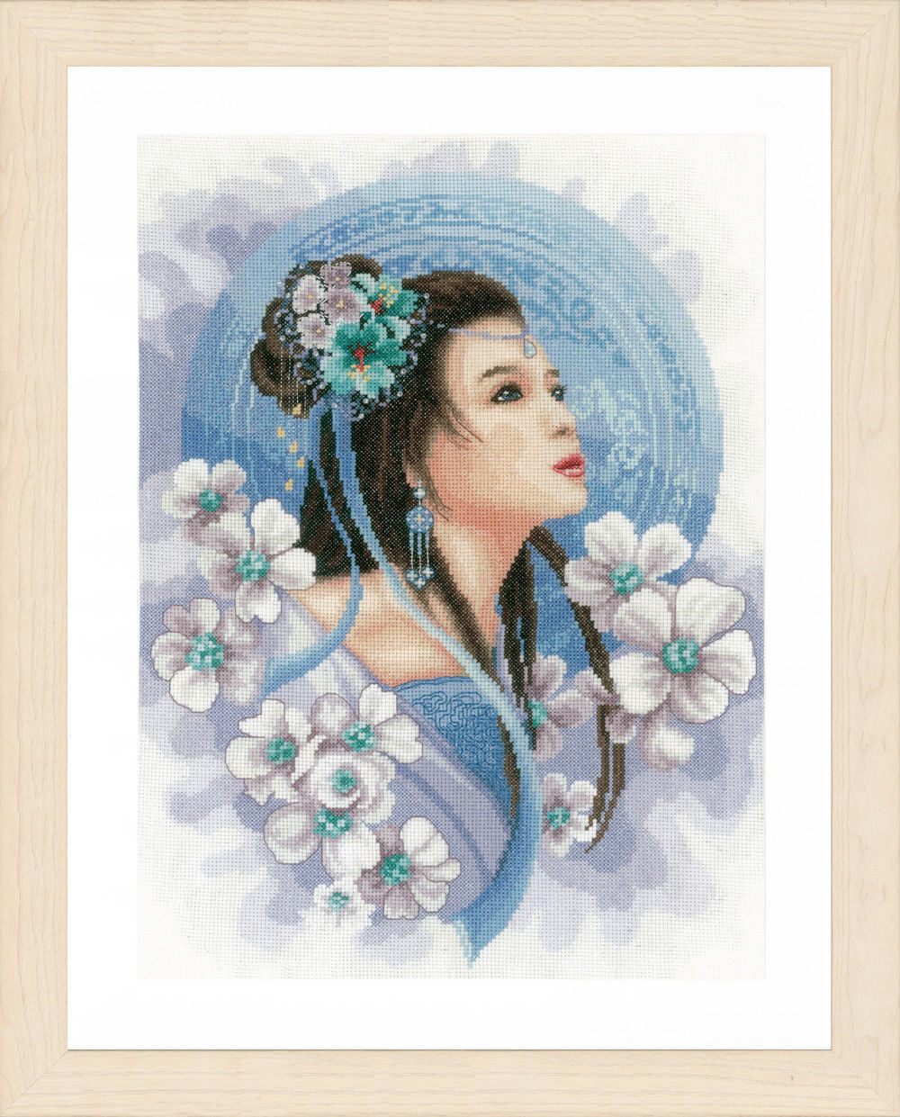 Lanarte Blue Blossom Cross Stitch Kit (Evenweave)