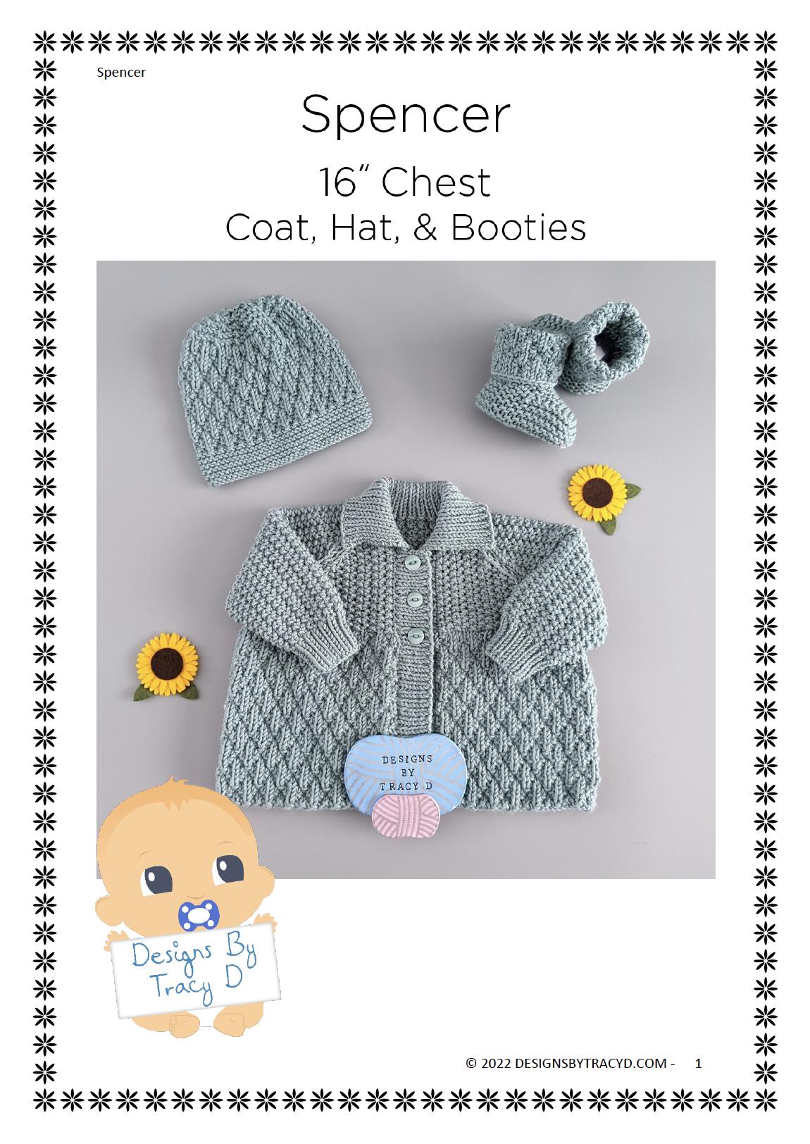 Spencer Unisex matinee coat  16" chest size newborn
