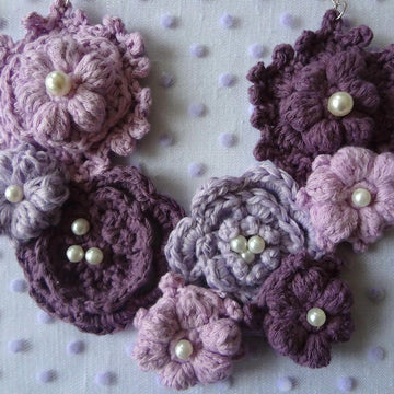 Purple and Lavender Puff Flower Necklace