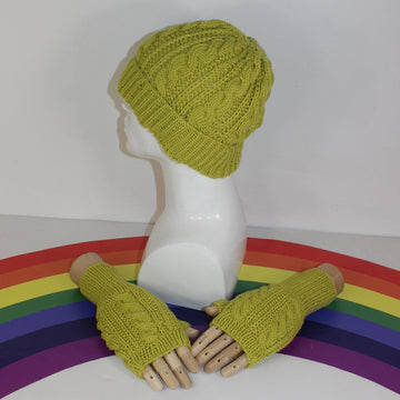 Adult & Teen Aran Cable & Fishermans Rib Beanie & Gloves