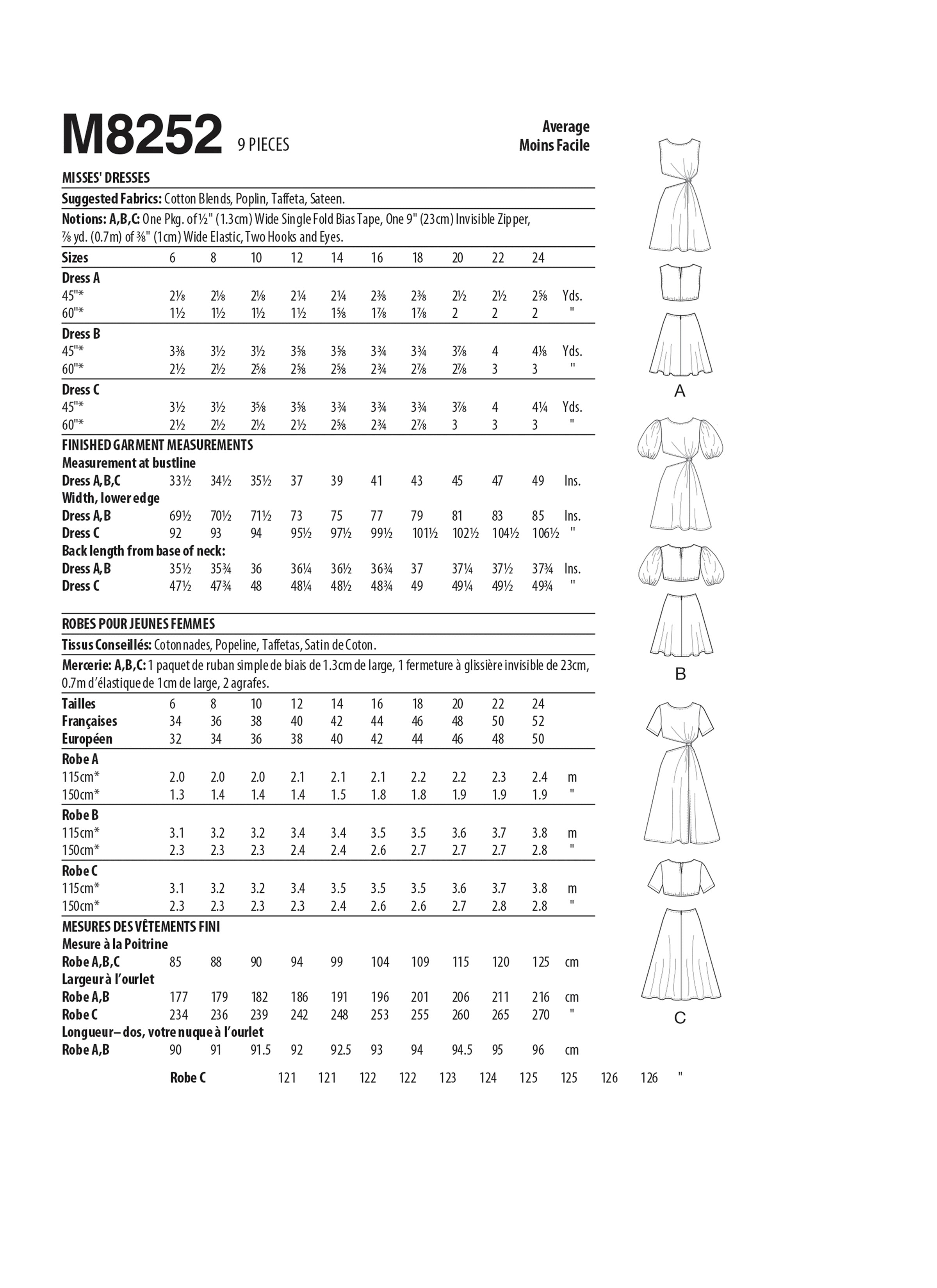 McCall's Misses' Dresses M8252 - Sewing Pattern