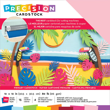 American Crafts Precision Cardstock Pack 80lb 12"X12" 60/Pkg - Primary/Textured