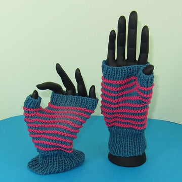 Stripe Pattern Fingerless Gloves