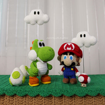 Mario & Yoshi – Chibi Amigurumi Crochet Pattern Bundle PDF | Bonus Egg, Mini Mushroom & Fire Flower