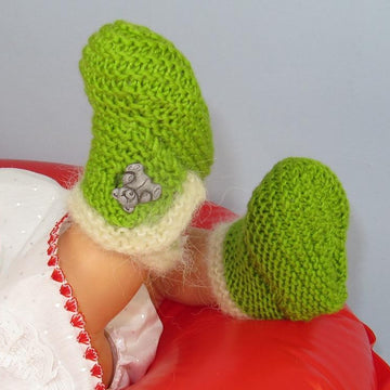 Baby Fur Trim Teddy Button Booties (Bootees)