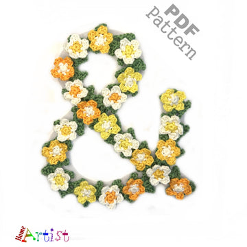 Flower letter & crochet applique pattern