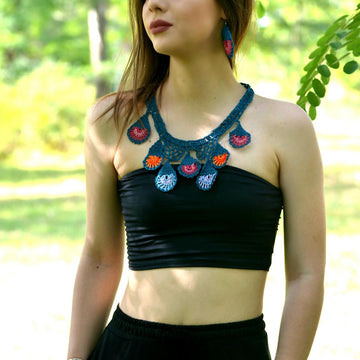 Peacock Feathers Oya Necklace