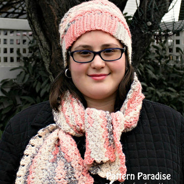 Sunset Blush Hat and Scarf Set