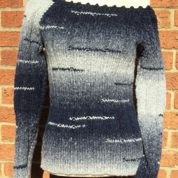 Ribbed Sweater with Wide Scoop Neck
