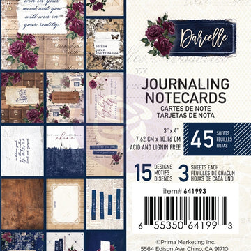 Prima Marketing Darcelle Journaling Cards 3"X4" 45/Pkg - 15 Designs/3 Each
