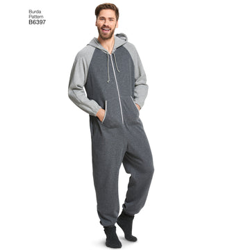 Burda Style Unisex Hodded Jumpsuit B6397 - Paper Pattern, Size XS-XL