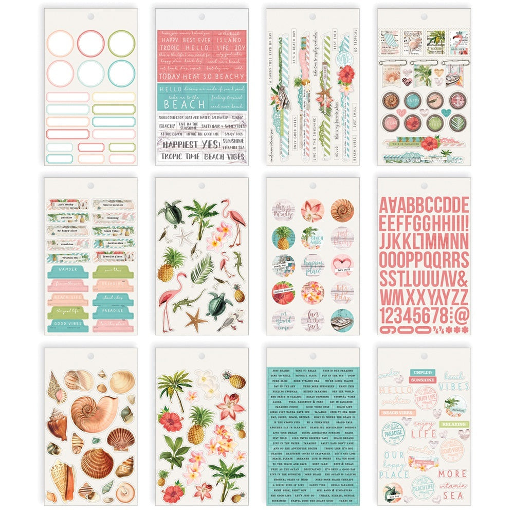 Simple Stories Simple Vintage Coastal Stickers 4"X6" 12/Pkg - 619899