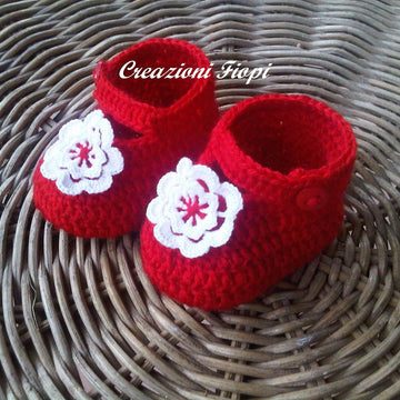 Red baby shoes with flower