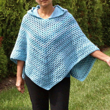 Simple Hooded Crochet Poncho Pattern