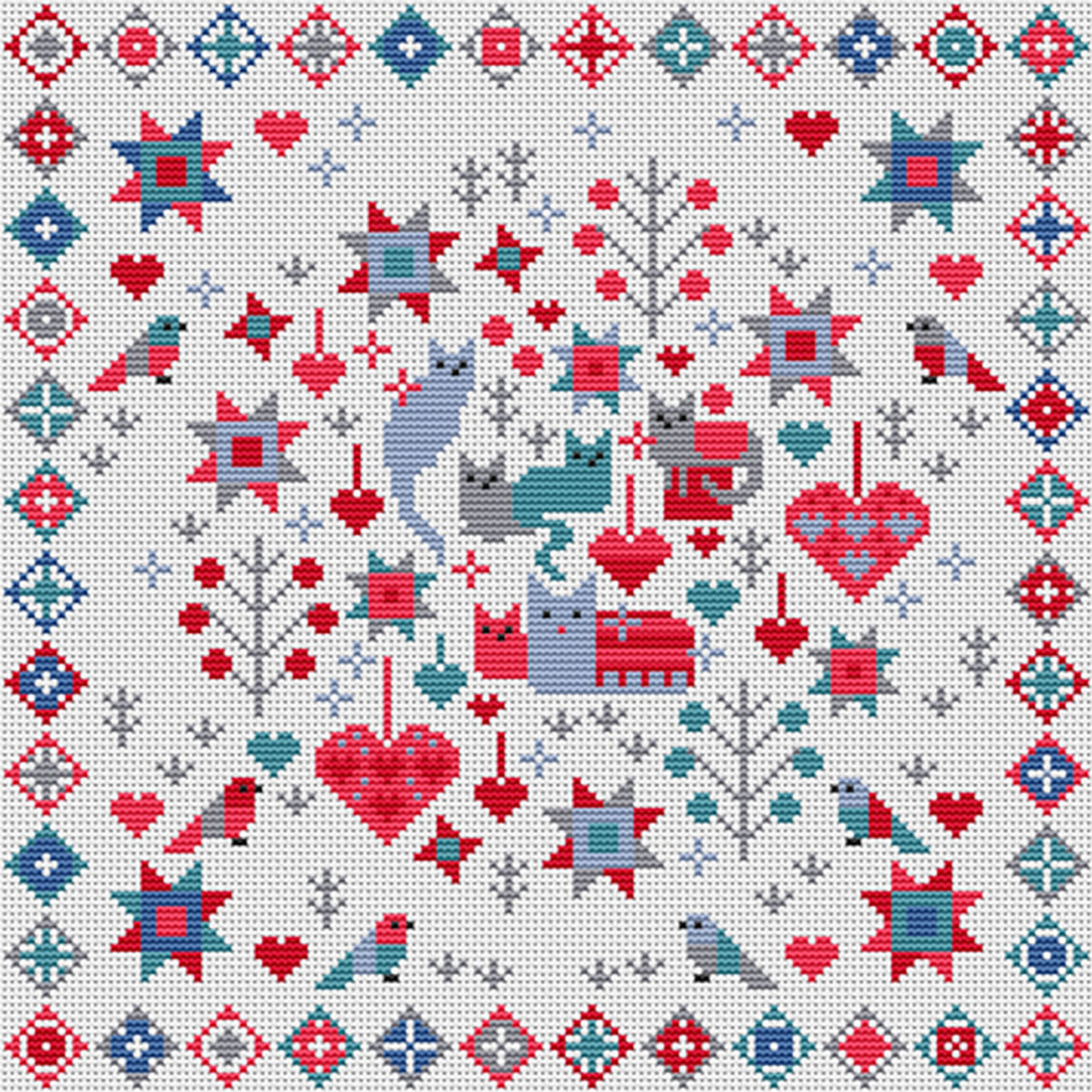 Riverdrift House Cat & Kittens - 26cm (10.25in) square