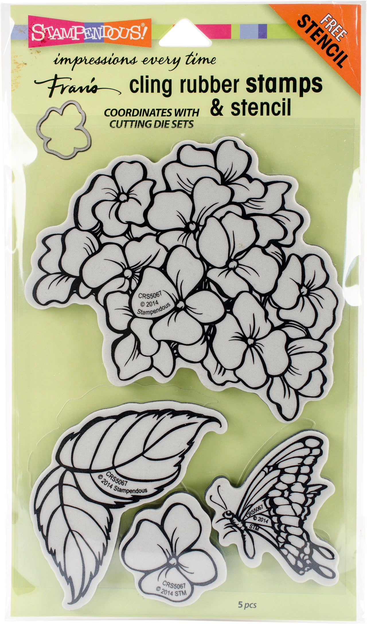 Stampendous Cling Stamps & Stencil Set - Jumbo Hydrangea Garden