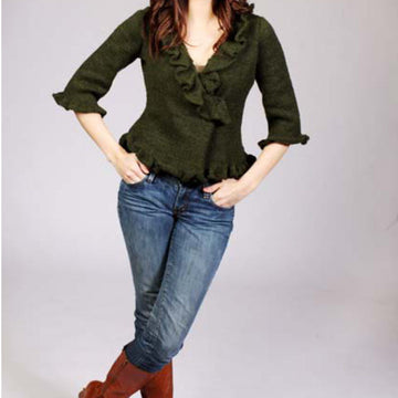Easy Ruffle Cardigan in Cascade 220 - Heathers