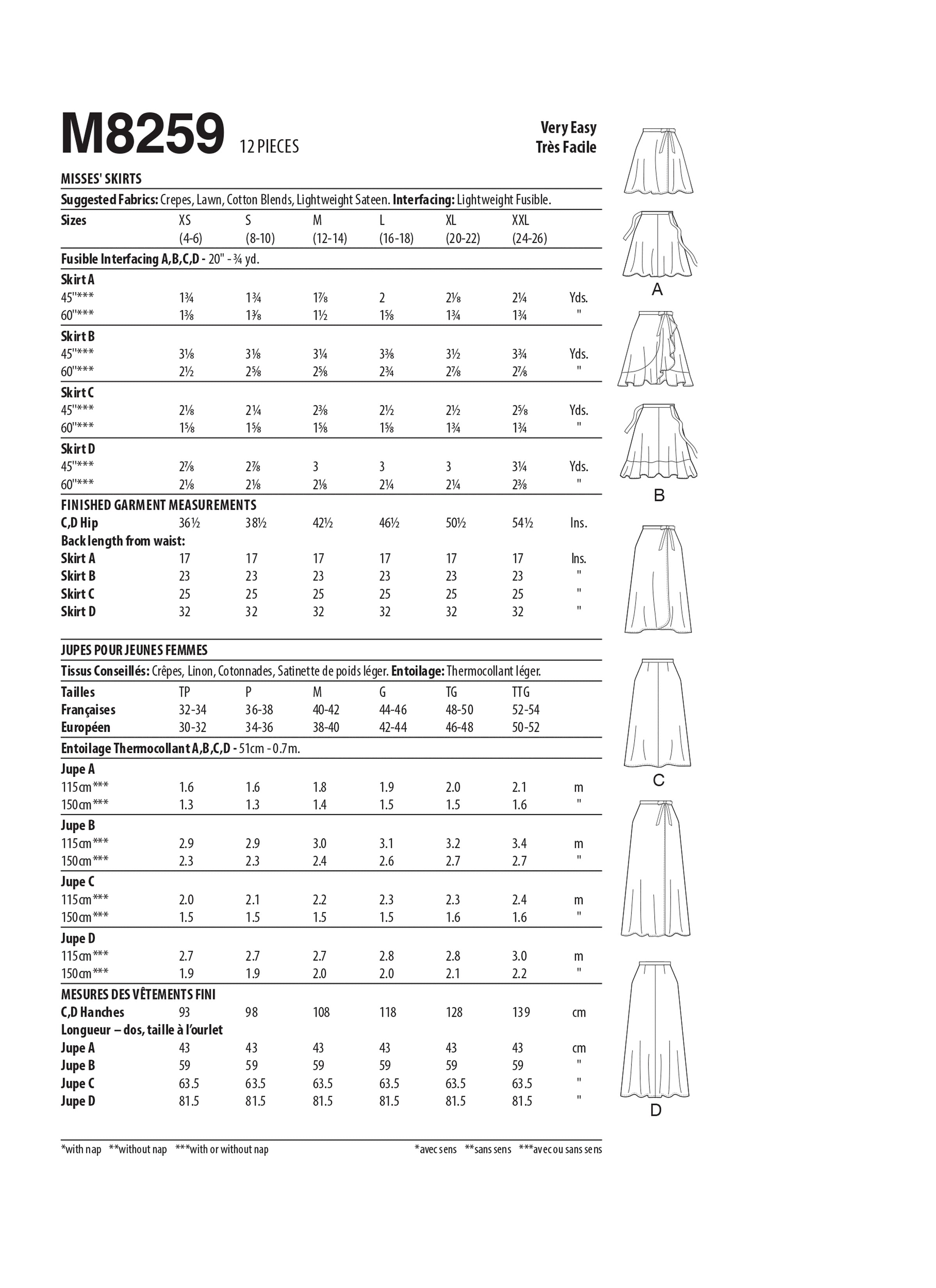 McCall's Misses' Skirts M8259 - Sewing Pattern