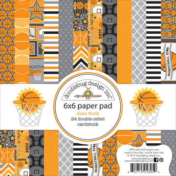 Doodlebug Double-Sided Paper Pad 6"X6" 24/Pkg - Slam Dunk, 12 Designs/2 Each