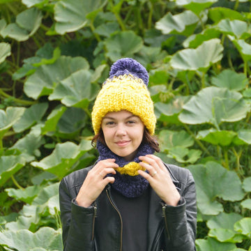 Purple Yellow Hat and Cowl