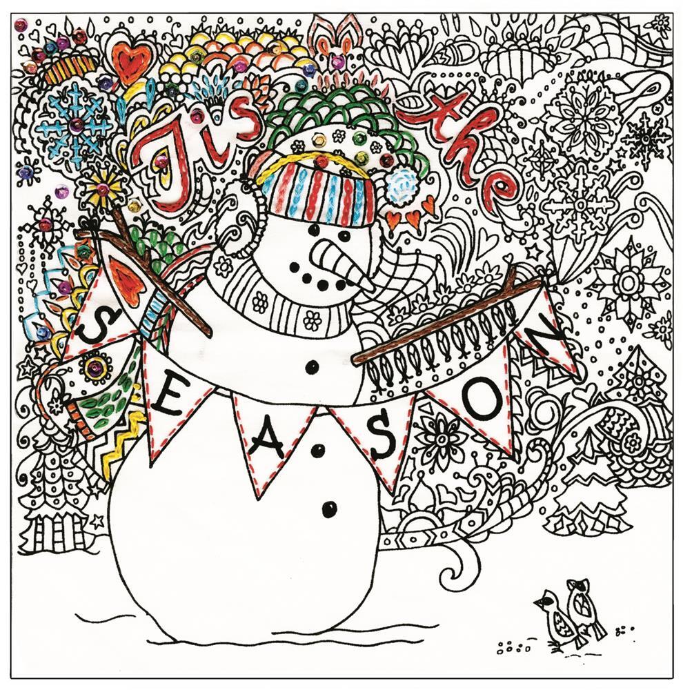 Design Works Zenbroidery Snowman Cotton Fabric Printed Embroidery Kit - 10in x 10in