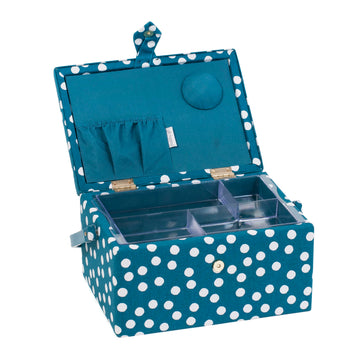 Hobbygift Teal Spot Medium Sewing Box