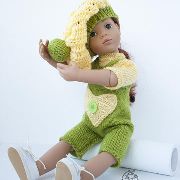 Outfit Lime and lemon for doll 16"-18" knitting flat
