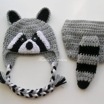 Raccoon Baby Hat and Diaper Cover