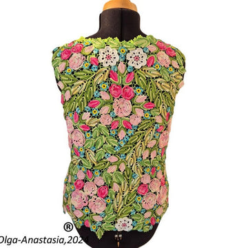 Crochet Irish lace sleeveless blouse