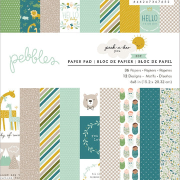 American Crafts Pebbles Single-Sided Paper Pad 6"X8" 36/Pkg - Peek-A-Boo You Boy, 12 Designs/3 Each