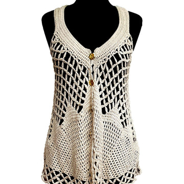 Crochet oversized boho lacy vest.
