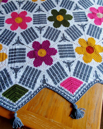 Pretty Preppy Petals Tapestry Crochet Blanket