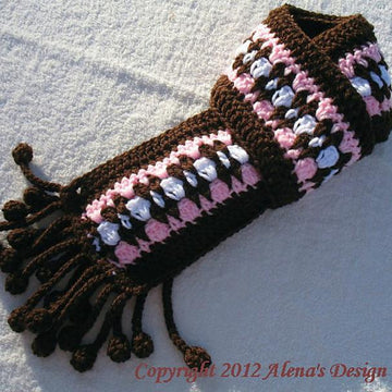 Fringe Bobble Brown Scarf
