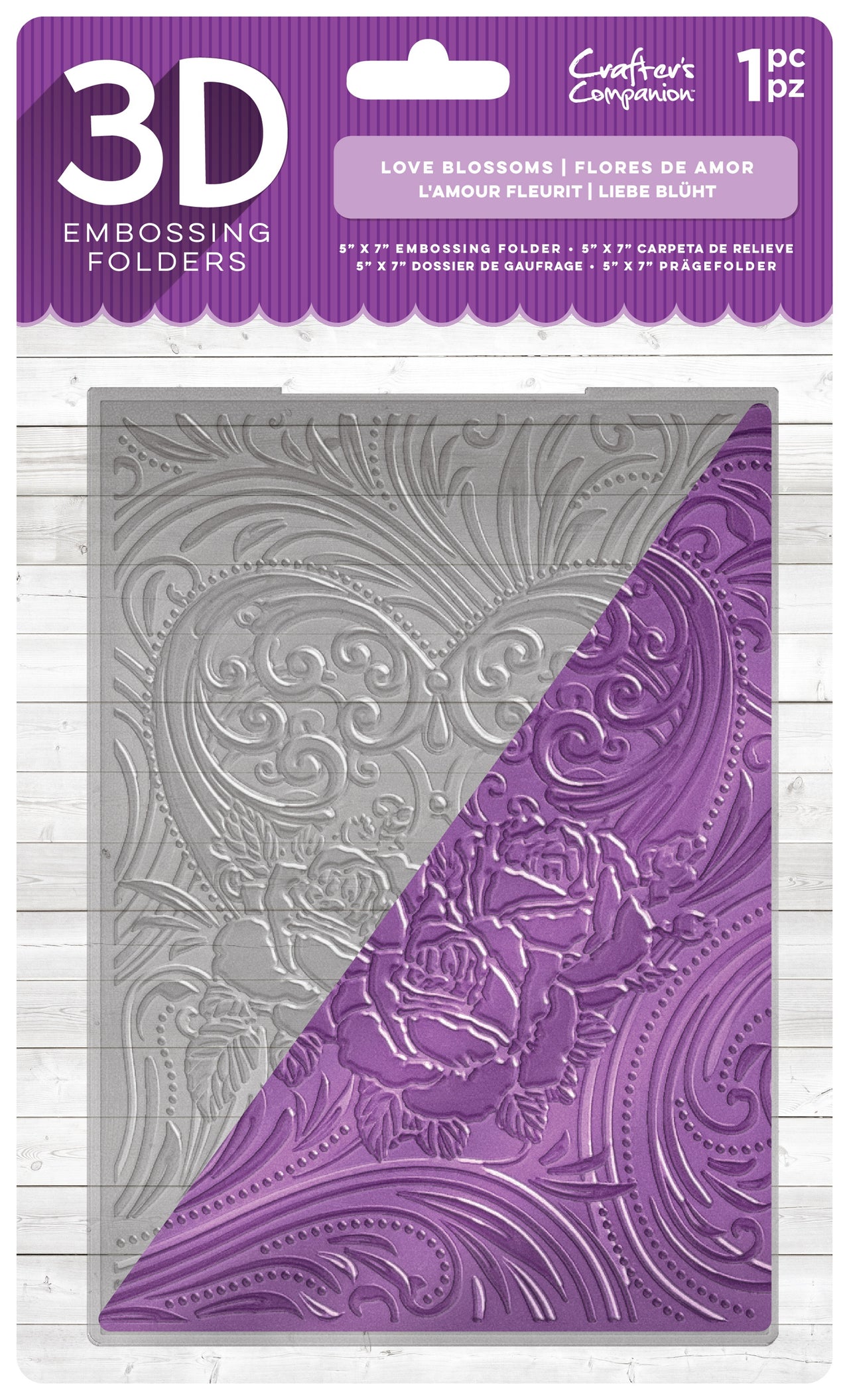 Crafter's Companion 3D Embossing Folder 5"X7" - Love Blossoms