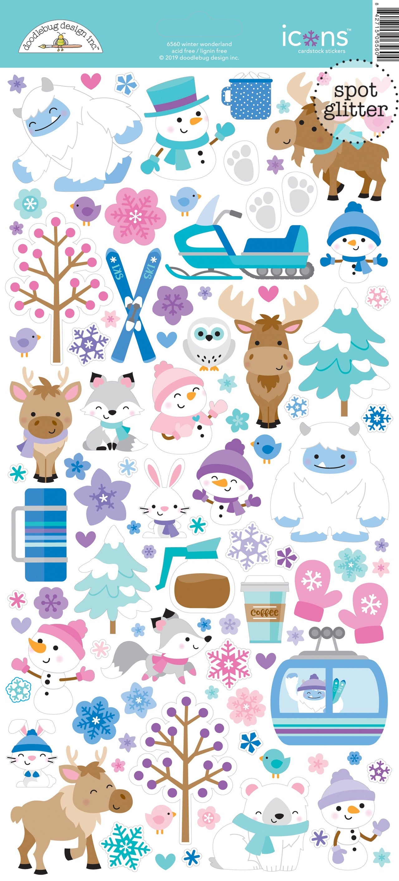 Doodlebug Cardstock Stickers 6"X13" - Winter Wonderland Icons