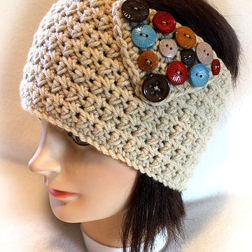 Buttons Not Bows Ear Warmer